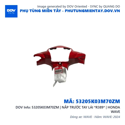 53205K03M70ZM | NẮP TRƯỚC TAY LÁI *R389* | HONDA WAVE — 53205K03M70ZM