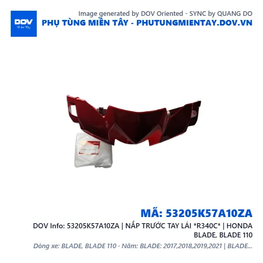 53205K57A10ZA | NẮP TRƯỚC TAY LÁI *R340C* | HONDA BLADE, BLADE 110 — 53205K57A10ZA