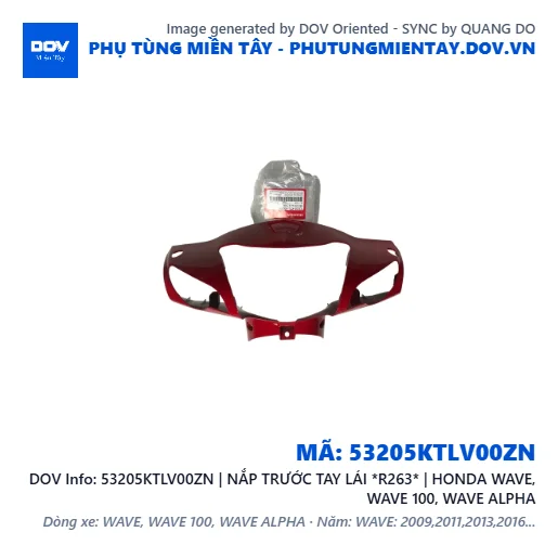 53205KTLV00ZN | NẮP TRƯỚC TAY LÁI *R263* | HONDA WAVE, WAVE 100, WAVE ALPHA — 53205KTLV00ZN