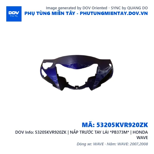 53205KVR920ZK | NẮP TRƯỚC TAY LÁI *PB373M* | HONDA WAVE — 53205KVR920ZK