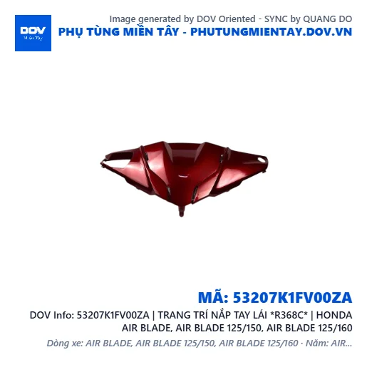 53207K1FV00ZA | TRANG TRÍ NẮP TAY LÁI *R368C* | HONDA AIR BLADE, AIR BLADE 125/150, AIR BLADE 125/160 — 53207K1FV00ZA