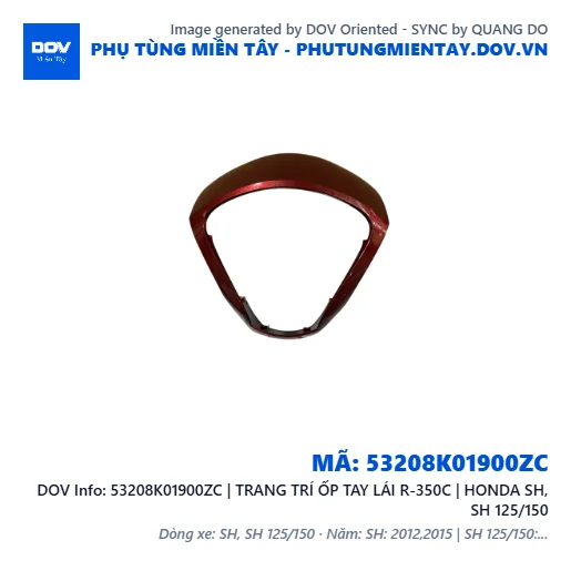 53208K01900ZC | TRANG TRÍ ỐP TAY LÁI R-350C | HONDA SH, SH 125/150 — 53208K01900ZC