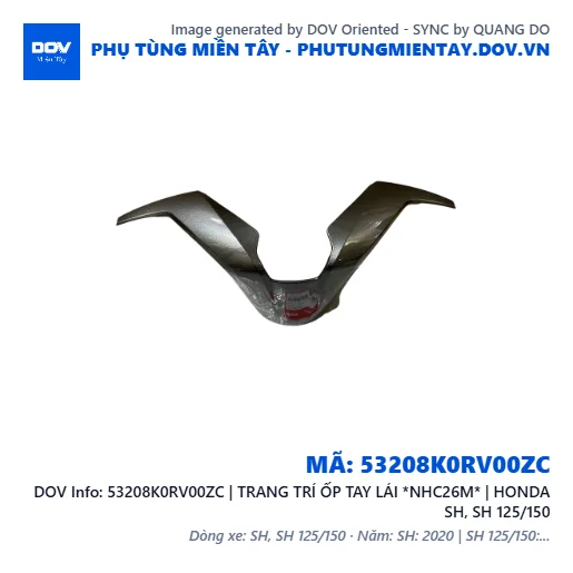 53208K0RV00ZC | TRANG TRÍ ỐP TAY LÁI *NHC26M* | HONDA SH, SH 125/150 — 53208K0RV00ZC