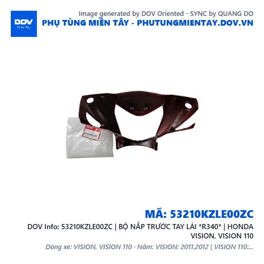 53210KZLE00ZC | BỘ NẮP TRƯỚC TAY LÁI *R340* | HONDA VISION, VISION 110 — 53210KZLE00ZC