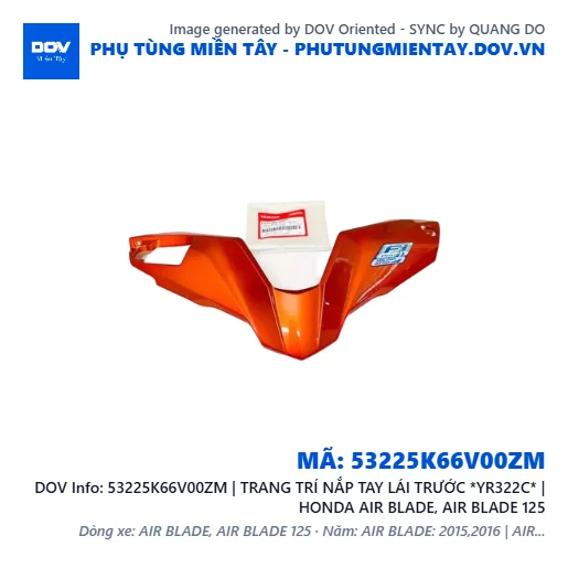 53225K66V00ZM | TRANG TRÍ NẮP TAY LÁI TRƯỚC *YR322C* | HONDA AIR BLADE, AIR BLADE 125 — 53225K66V00ZM