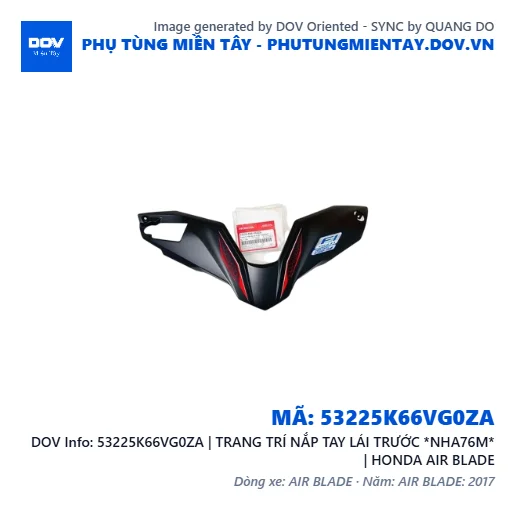 53225K66VG0ZA | TRANG TRÍ NẮP TAY LÁI TRƯỚC *NHA76M* | HONDA AIR BLADE — 53225K66VG0ZA