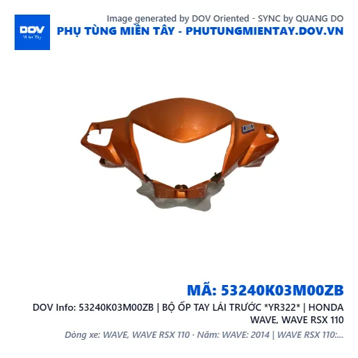 53240K03M00ZB | BỘ ỐP TAY LÁI TRƯỚC *YR322* | HONDA WAVE, WAVE RSX 110 — 53240K03M00ZB