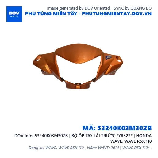 53240K03M30ZB | BỘ ỐP TAY LÁI TRƯỚC *YR322* | HONDA WAVE, WAVE RSX 110 — 53240K03M30ZB