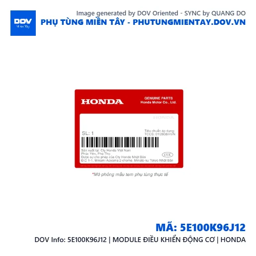 5E100K96J12 | MODULE ĐIỀU KHIỂN ĐỘNG CƠ | HONDA  — 5E100K96J12