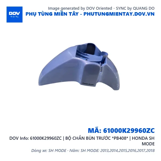 61000K29960ZC | BỘ CHẮN BÙN TRƯỚC *PB408* | HONDA SH MODE — 61000K29960ZC