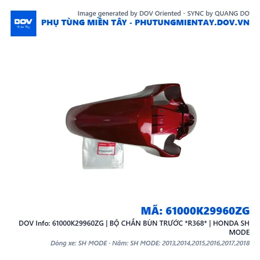 61000K29960ZG | BỘ CHẮN BÙN TRƯỚC *R368* | HONDA SH MODE — 61000K29960ZG