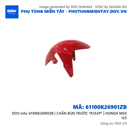 61100K26901ZB | CHẮN BÙN TRƯỚC *R353P* | HONDA MSX 125 — 61100K26901ZB