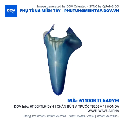 61100KTL640YH | CHẮN BÙN A TRƯỚC *B206M* | HONDA WAVE, WAVE ALPHA — 61100KTL640YH