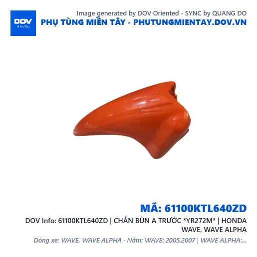 61100KTL640ZD | CHẮN BÙN A TRƯỚC *YR272M* | HONDA WAVE, WAVE ALPHA — 61100KTL640ZD