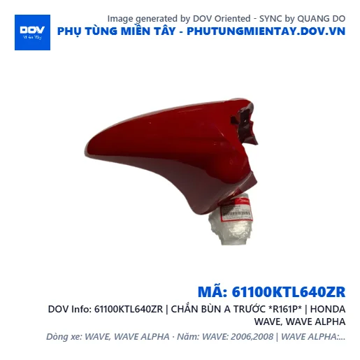 61100KTL640ZR | CHẮN BÙN A TRƯỚC *R161P* | HONDA WAVE, WAVE ALPHA — 61100KTL640ZR