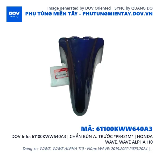 61100KWW640A3 | CHẮN BÙN A, TRƯỚC *PB421M* | HONDA WAVE, WAVE ALPHA 110 — 61100KWW640A3