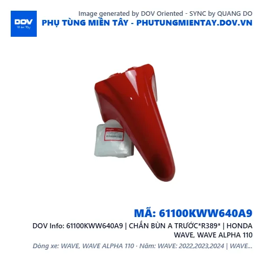 61100KWW640A9 | CHẮN BÙN A TRƯỚC*R389* | HONDA WAVE, WAVE ALPHA 110 — 61100KWW640A9