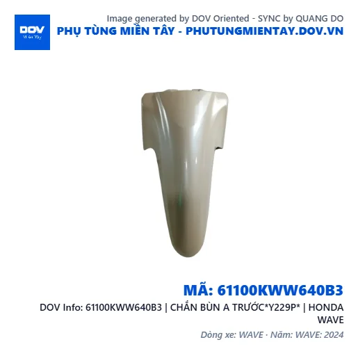 61100KWW640B3 | CHẮN BÙN A TRƯỚC*Y229P* | HONDA WAVE — 61100KWW640B3