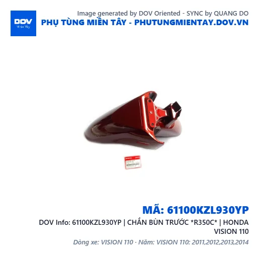 61100KZL930YP | CHẮN BÙN TRƯỚC *R350C* | HONDA VISION 110 — 61100KZL930YP