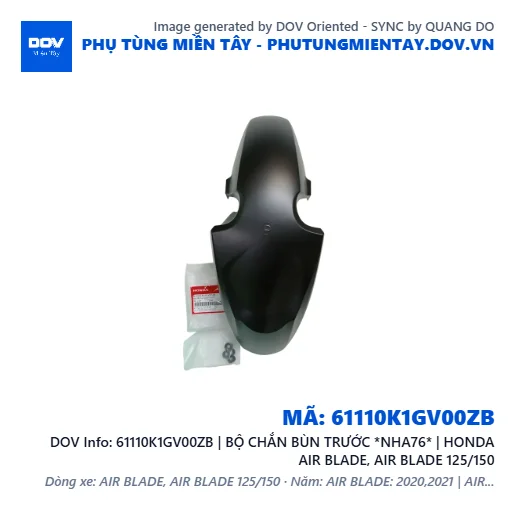 61110K1GV00ZB | BỘ CHẮN BÙN TRƯỚC *NHA76* | HONDA AIR BLADE, AIR BLADE 125/150 — 61110K1GV00ZB