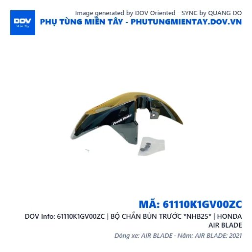 61110K1GV00ZC | BỘ CHẮN BÙN TRƯỚC *NHB25* | HONDA AIR BLADE — 61110K1GV00ZC