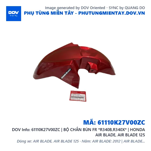 61110K27V00ZC | BỘ CHẮN BÙN FR *R340B,R340X* | HONDA AIR BLADE, AIR BLADE 125 — 61110K27V00ZC