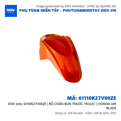 61110K27V00ZE | BỘ CHẮN BÙN TRƯỚC YR322C | HONDA AIR BLADE — 61110K27V00ZE