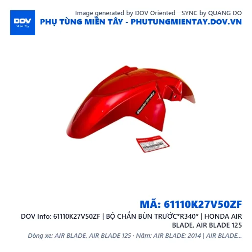 61110K27V50ZF | BỘ CHẮN BÙN TRƯỚC*R340* | HONDA AIR BLADE, AIR BLADE 125 — 61110K27V50ZF
