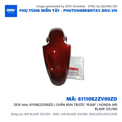 61110K2ZV00ZD | CHẮN BÙN TRƯỚC *R368* | HONDA AIR BLADE 125/160 — 61110K2ZV00ZD