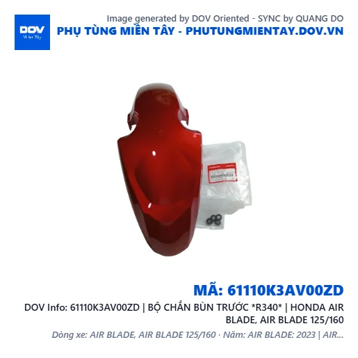 61110K3AV00ZD | BỘ CHẮN BÙN TRƯỚC *R340* | HONDA AIR BLADE, AIR BLADE 125/160 — 61110K3AV00ZD
