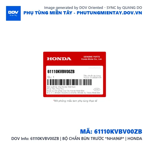 61110KVBV00ZB | BỘ CHẮN BÙN TRƯỚC *NHA96P* | HONDA  — 61110KVBV00ZB