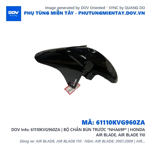 61110KVG960ZA | BỘ CHẮN BÙN TRƯỚC *NHA69P* | HONDA AIR BLADE, AIR BLADE 110 — 61110KVG960ZA