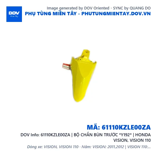 61110KZLE00ZA | BỘ CHẮN BÙN TRƯỚC *Y192* | HONDA VISION, VISION 110 — 61110KZLE00ZA