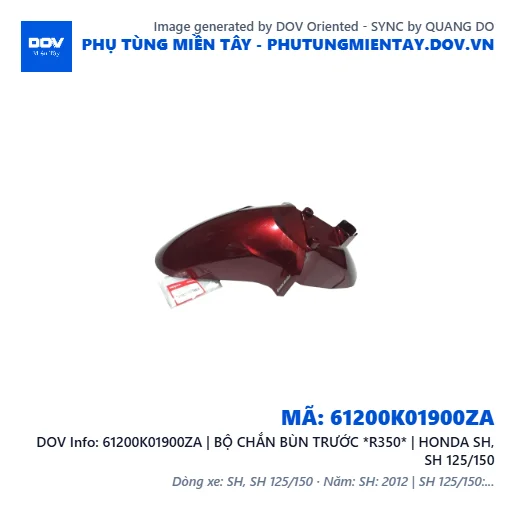 61200K01900ZA | BỘ CHẮN BÙN TRƯỚC *R350* | HONDA SH, SH 125/150 — 61200K01900ZA