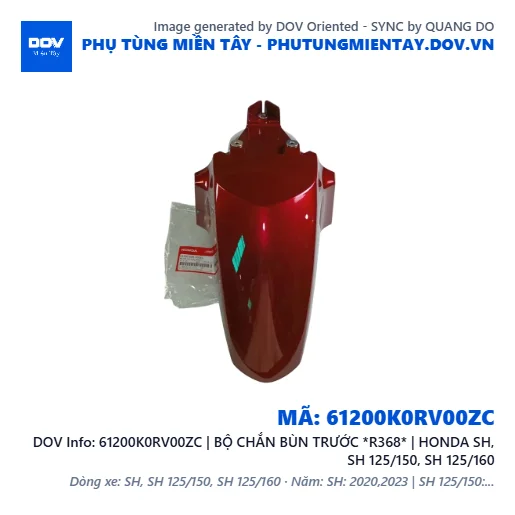 61200K0RV00ZC | BỘ CHẮN BÙN TRƯỚC *R368* | HONDA SH, SH 125/150, SH 125/160 — 61200K0RV00ZC