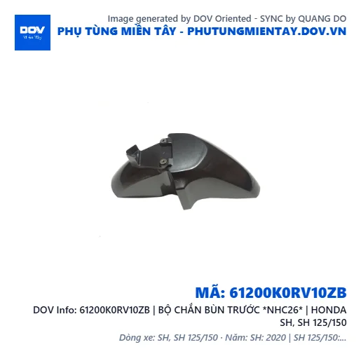 61200K0RV10ZB | BỘ CHẮN BÙN TRƯỚC *NHC26* | HONDA SH, SH 125/150 — 61200K0RV10ZB