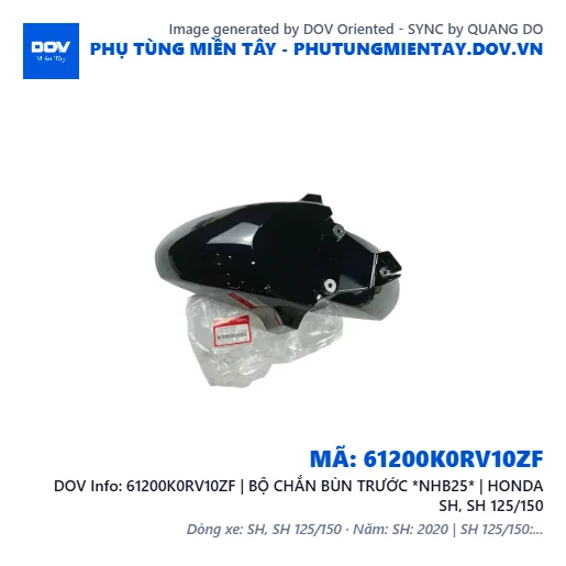 61200K0RV10ZF | BỘ CHẮN BÙN TRƯỚC *NHB25* | HONDA SH, SH 125/150 — 61200K0RV10ZF