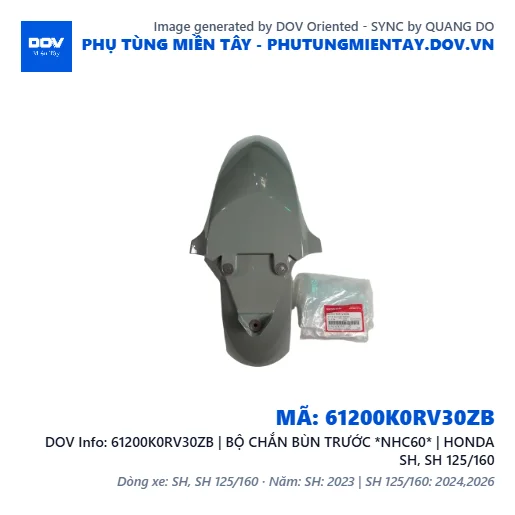 61200K0RV30ZB | BỘ CHẮN BÙN TRƯỚC *NHC60* | HONDA SH, SH 125/160 — 61200K0RV30ZB