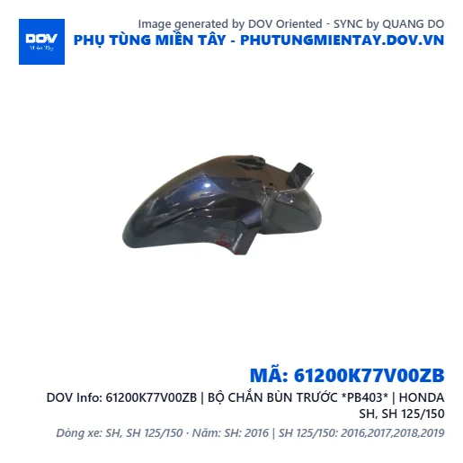 61200K77V00ZB | BỘ CHẮN BÙN TRƯỚC *PB403* | HONDA SH, SH 125/150 — 61200K77V00ZB