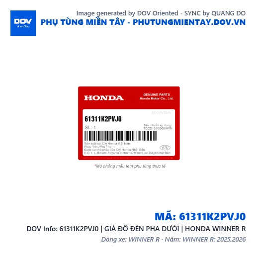 61311K2PVJ0 | GIÁ ĐỠ ĐÈN PHA DƯỚI | HONDA WINNER R — 61311K2PVJ0