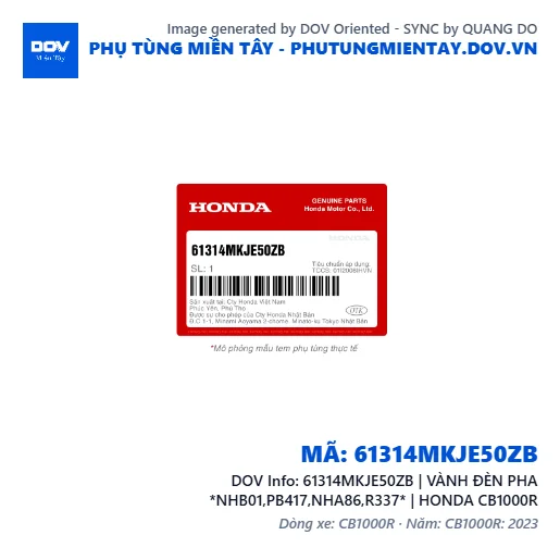 61314MKJE50ZB | VÀNH ĐÈN PHA *NHB01,PB417,NHA86,R337* | HONDA CB1000R — 61314MKJE50ZB