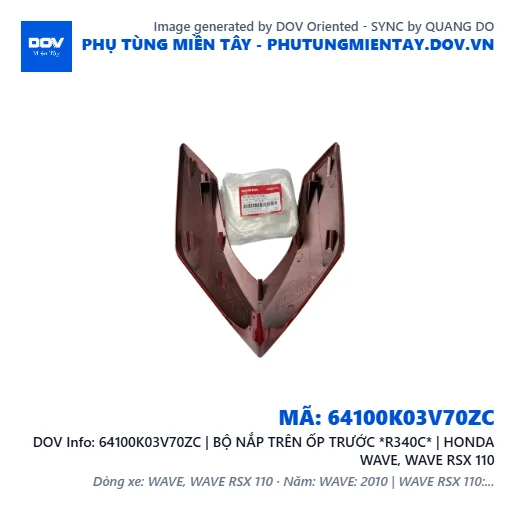 64100K03V70ZC | BỘ NẮP TRÊN ỐP TRƯỚC *R340C* | HONDA WAVE, WAVE RSX 110 — 64100K03V70ZC