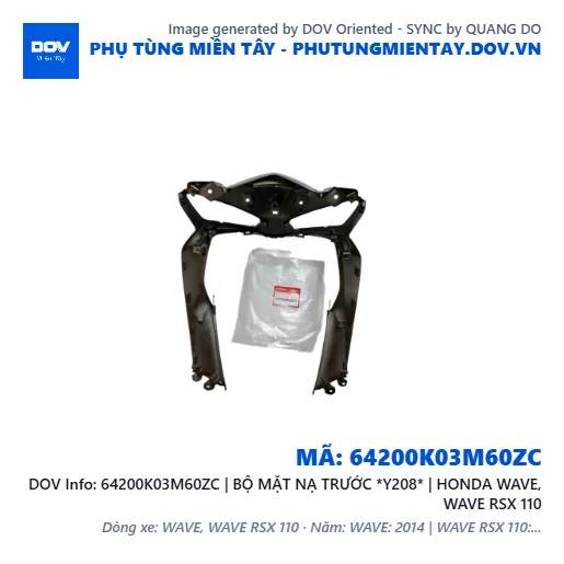 64200K03M60ZC | BỘ MẶT NẠ TRƯỚC *Y208* | HONDA WAVE, WAVE RSX 110 — 64200K03M60ZC