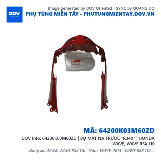 64200K03M60ZD | BỘ MẶT NẠ TRƯỚC *R340* | HONDA WAVE, WAVE RSX 110 — 64200K03M60ZD