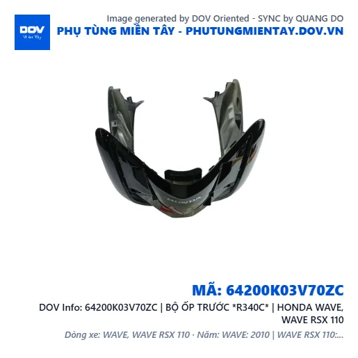 64200K03V70ZC | BỘ ỐP TRƯỚC *R340C* | HONDA WAVE, WAVE RSX 110 — 64200K03V70ZC