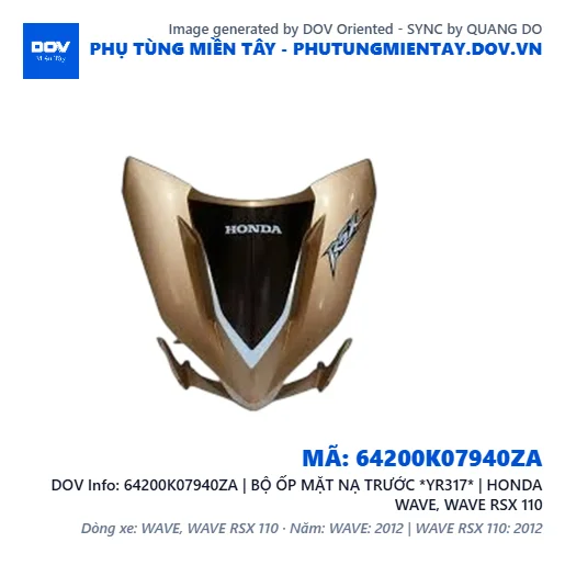 64200K07940ZA | BỘ ỐP MẶT NẠ TRƯỚC *YR317* | HONDA WAVE, WAVE RSX 110 — 64200K07940ZA