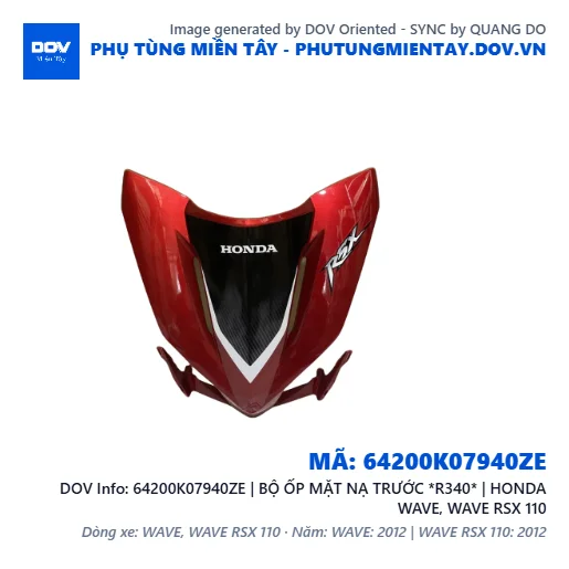 64200K07940ZE | BỘ ỐP MẶT NẠ TRƯỚC *R340* | HONDA WAVE, WAVE RSX 110 — 64200K07940ZE