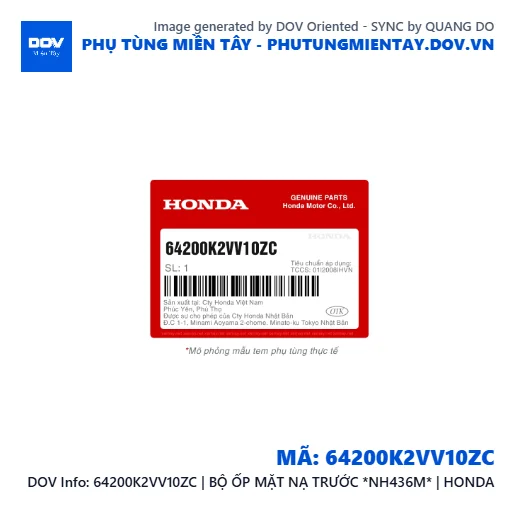 64200K2VV10ZC | BỘ ỐP MẶT NẠ TRƯỚC *NH436M* | HONDA — 64200K2VV10ZC