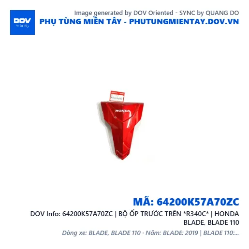 64200K57A70ZC | BỘ ỐP TRƯỚC TRÊN *R340C* | HONDA BLADE, BLADE 110 — 64200K57A70ZC