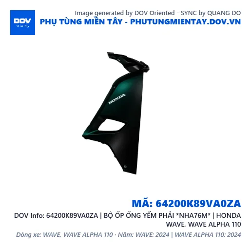 64200K89VA0ZA | BỘ ỐP ỐNG YẾM PHẢI *NHA76M* | HONDA WAVE, WAVE ALPHA 110 — 64200K89VA0ZA